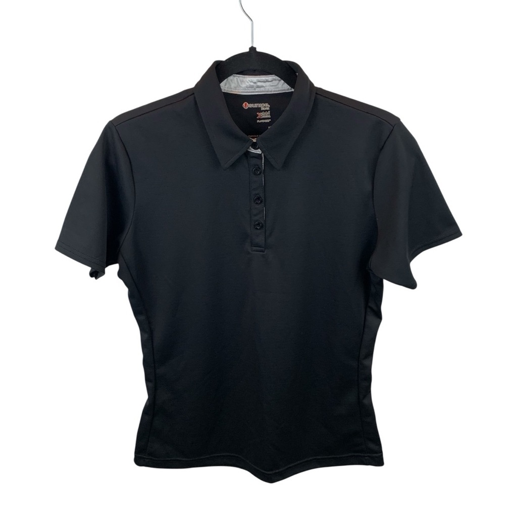 SunIce Women's M Black Golf Tennis Polo Shirt Flow-Dry Top Silver Fiber X-Static